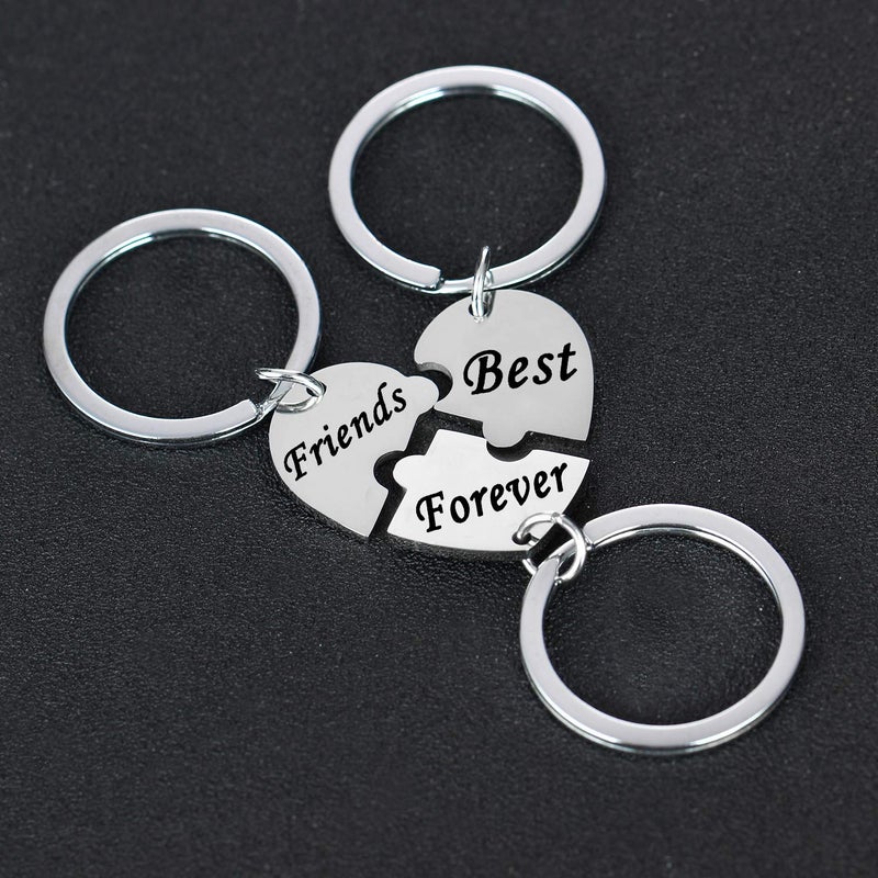 YEEQIN 3PCS Best Friends Forever Keychain Set, Best Friends Gifts For 3, Matching Heart Keychains Gift for Sisters - Image 3